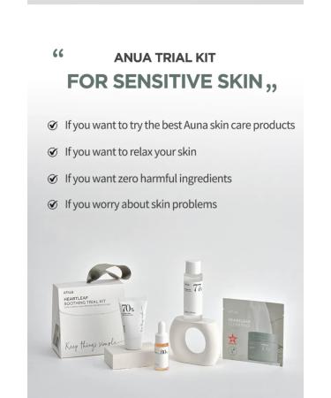 ANUA Heartleaf Smoothing Trial Kit | Korean Travel Size Skin Care Set with Heartleaf 77 Clear Pad Toner Lotion & Soothing Ampoule - Buy Online on GoSupps.com