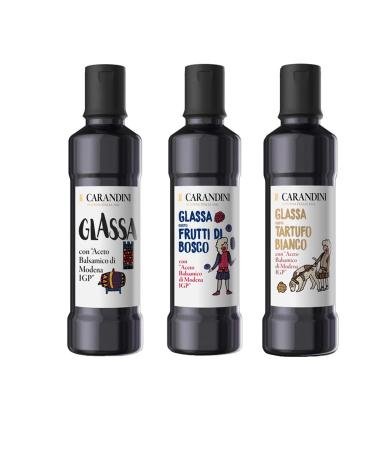 Carandini Tris Glasse Balsamic Vinegar of Modena IGP Carandini: Classic Berries White Truffle 250ml x 3