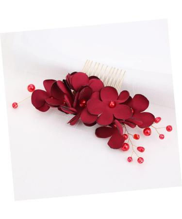 DOITOOL 1pc Barrettes for Women Hair Barrettes for Girls Floral Hair Accessories Hair Accessory for Girls Pearl Hair Barrettes Womens Hair Clips Tiara Hair Comb Korean Red Bride - Buy Online on GoSupps.com