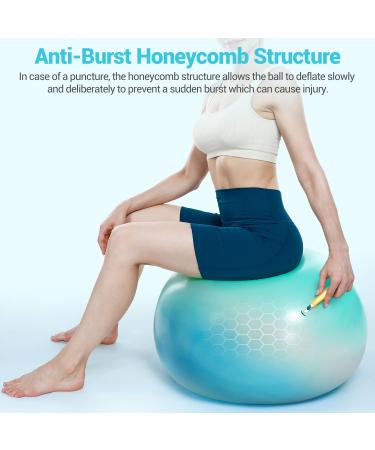 Sportneer Exercise Ball - Extra Thick Yoga Ball with Barre Ball and Quick Pump | Anti-Burst & Slip Resistant Fitness Ball for Home Gym | 65cm Green - Buy Online on GoSupps.com