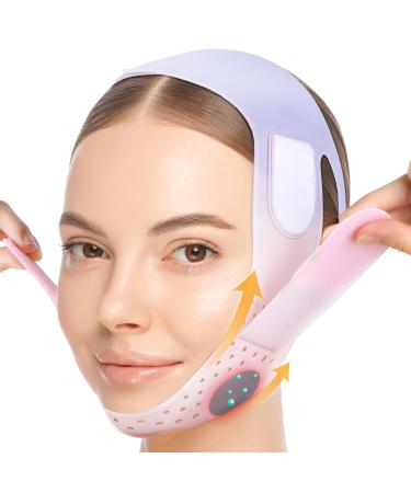 JUSRON V Line Face Tape with Soft Silicone - Chin Tape Strap for Women and Men (Pink)