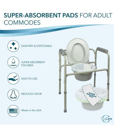 TidyCare Absorbent Commode Pads - Value Pack of 40 | Reduces Odor from Liquid Waste | For Portable Bedside Toilet Chair Buckets and Bedpans - Buy Online on GoSupps.com