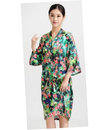 Angoily 1pc Floral Kimono Hair Dressing Gown Salon Client Night Gown Sleepshirt Overalls Girdle Kimono Robe Hair Coloring Cape Safety Gowns Belt for Hip Thrust Waist Belt Apron Spa Flowers - Buy Online on GoSupps.com