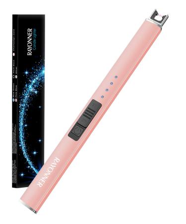 RAYONNER Lighter Electric Lighter Candle Lighter Rechargeable USB Lighter Arc Lighter Rose Gold 1 Count