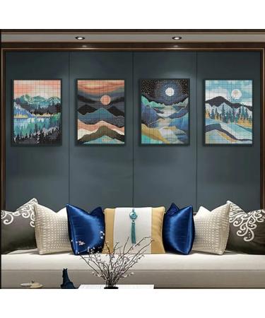 LWZAYS Moon Counted Cross Stitch Kit - 4 Pack Mountains Needlepoint Embroidery Kit for Beginners Home Decor - Buy Online on GoSupps.com