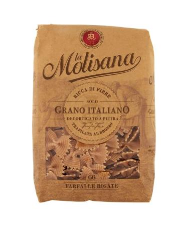 Italian Gourmet E.R. La Molisana Pasta Integrale Farfalle Rigate No. 66 Whole Grain Pasta 100% Italian Wheat Bronze Paste 500g + Italian Gourmet Polpa di Pomodoro 400g