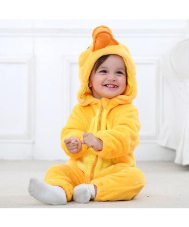 COOKY.D Baby Hooded Rompers | Winter Flannel Jumpsuit Pajamas | 24-30 Months | Duck Design - Buy Online on GoSupps.com