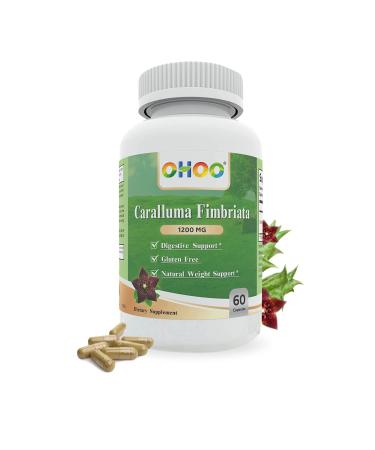 OHOO Caralluma Fimbriata Extract 1200 mg - Natural Weight Loss Supplement for Women & Men Maximum Strength Highly Concentrated Made in USA Gluten Free 60 Vegan Capsules 1 Count (Pack of 60)