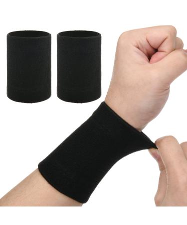 Cosmos 1 Pair Compression Wrist Sleeve Nylon Brace Wraps Supports Elastic Wristbands for Wrist Protect Pain Relief in Typing Running Basketball Volleyball Golf Playing (Black)