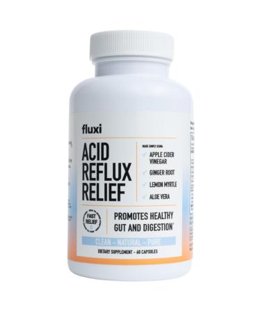 Fluxi Acid Reflux Relief Capsules - with Apple Cider Vinegar Ginger Root & Lemon Myrtle - Supports Gas Bloating and Digestion - 60 Count