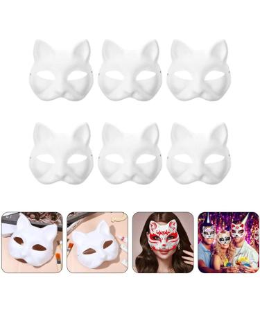 Magiclulu 6-Piece White Cat Masks | Therian Pappmache Art Masks | Animal Half Face Crafts | DIY Party Accessories for Mardi Gras & Halloween - Buy Online on GoSupps.com