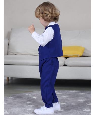 Mint Green Baby Boys Gentleman Suit Set | Shirt with Bowtie + Waistcoat + Pants | Solid Blue | 2-3 Years - Buy Online on GoSupps.com