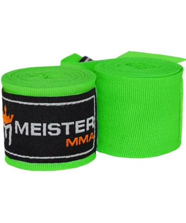 Meister Junior Hand Wraps for Children (Boxing and Martial Arts) 274.3 cm Elastic Made of Cotton 1 Pair Neon Green