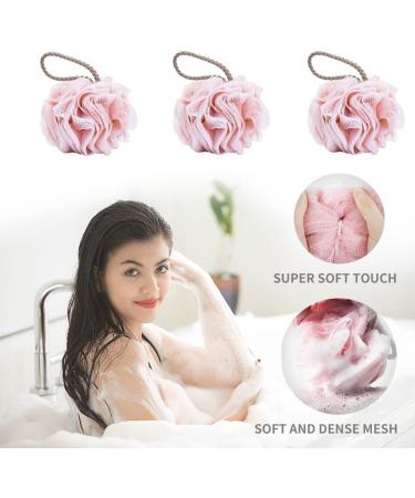 4 Pack Body Scrubber Mesh Pouf Shower Ball Loofah Bath Sponge Set - Exfoliate and Soothe Skin - Gray/Green/Pink - Buy Online on GoSupps.com