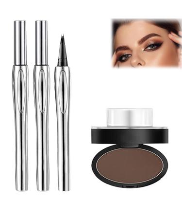 Cooklesa Eyebrow Long-Lasting Natural 3D Waterproof Microblading Eyebrow Pencil Cooklesa Upgraded Natural Waterproof Eyebrow Pen with Microfine Tip (Brown+Eyebrow Stamp)