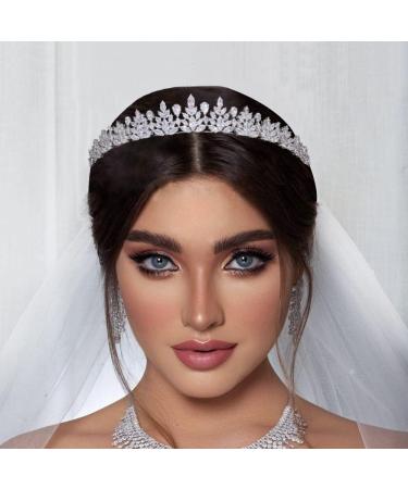 FASNAHOK 5A Cubic Zirconia Small Tiara for Women - CZ Wedding Headpiece for Bride - Princess Crown for Girls - Sweet 16 Birthday Hair Accessory in Silver - Buy Online on GoSupps.com