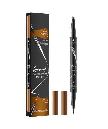 Eyebrow Pen Microblading Eyebrow Pencil with -Fork-Tip and Precise Brush Create Natural Hair-Like Brows Eyebrow Pencil (BW1)