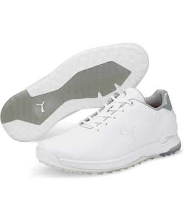 PUMA Men's Proadapt Alphacat Leather Golf Shoe - 41 EU | Puma White & Silver | International Shipping Available - Buy Online on GoSupps.com