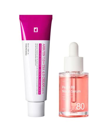 Radiance & Clarity Duo: TOSOWOONG Peach 80 Niacin Serum & Arbutin 7 Tranexamic Acid Cream for Glowing Skin