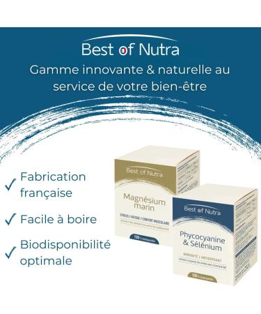 Best of Nutra - Phycocyanin & Selenium - Natural Patented Spirulina - Food Supplement for Adult Immunity Thyroid and Antioxidant - 100% Bioavailable - 15 Ampoules of 10ml - Made in France - Buy Online on GoSupps.com