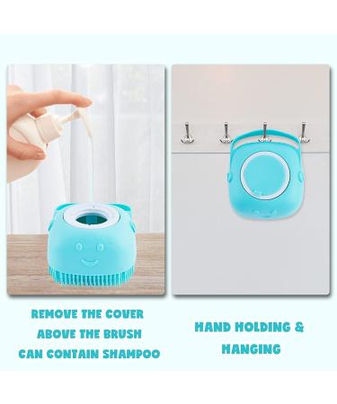 Soft Silicone Dog Cat Bath Brush with Shampoo Dispenser - Green Blue | Pet Grooming Tool for Short Haired Dogs & Cats - Buy Online on GoSupps.com