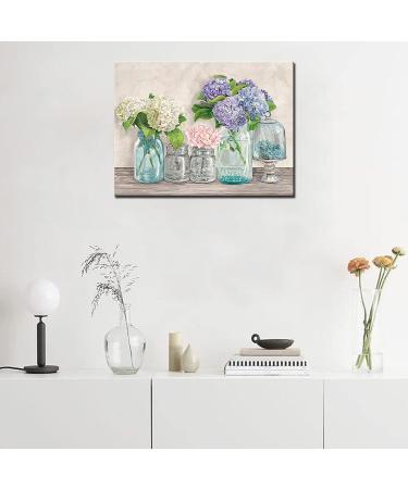 Hydrangea Diamond Painting Kit for Adults & Kids - DIY 5D Full Drill Round Rhinestone Embroidery Craft - Floral Flowers Bottle Rustic Home Wall Decor - 12x16inch - Frameless - Buy Online on GoSupps.com