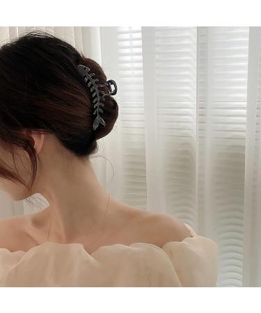 Gold Fish Bone Hair Claw Clip - Nonslip Vintage Hair Accessory for Women (B-silver) - Buy Online on GoSupps.com