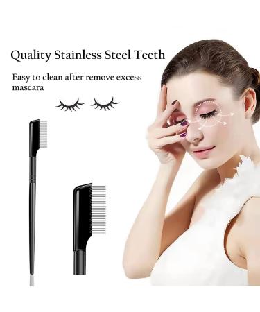 Metal Teeth Eyelash Comb Separator + Mascara Applicator | Eye Makeup Brush Tool with Comb Cover - 1 Pcs Straight - Buy Online on GoSupps.com