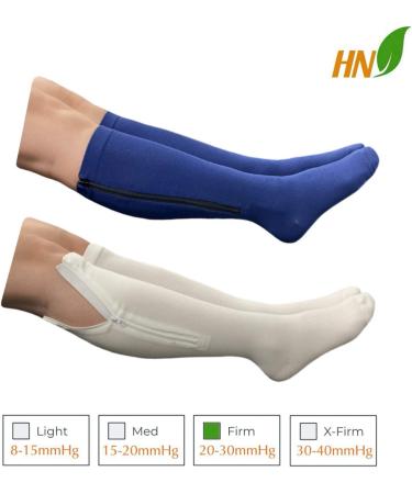 Healthynees Compression Socks - Closed Toe 20-30 mmHg Zipper Navy & White 2 Pairs (Mix L/XL) | Ideal for Travel & Recovery - Buy Online on GoSupps.com