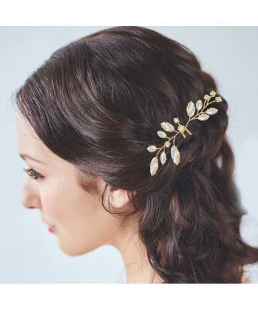 3 Pcs Rhinestone Bride Wedding Hair Pins | Crystal Headpiece for Women and Girls | Gold Bridal Hair Accessories - Buy Online on GoSupps.com