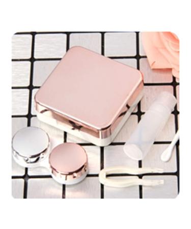 Lentil storage container contact lens container mini box container colored contact lens container with mirror women Colored contact lens box Eyes Contact lens container (color: gold) (color: r rose gold