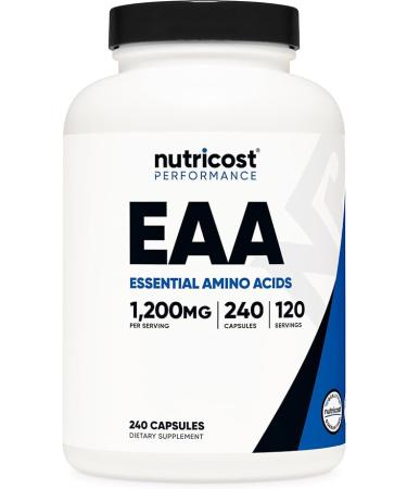 Nutricost EAA Capsules 1200mg 240 Capsules - Essential Amino Acids 120 Servings - Non-GMO Gluten Free & Vegan - Buy Online on GoSupps.com