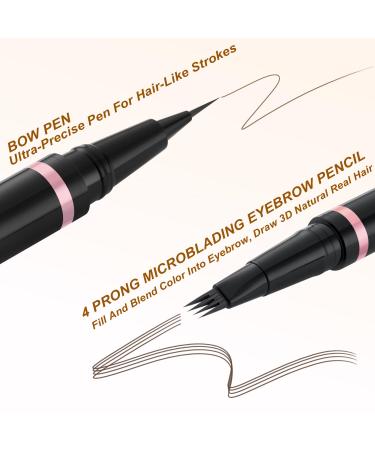 Buy Eyebrow Pencil Makeup Kit - Waterproof 2-IN-1 Microblading Pen Eyebrow Pomade Eyeliner & Brush - Dark Brown for Natural Brows | International Shipping - Buy Online on GoSupps.com