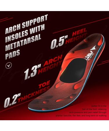 Valsole Orthopedic Insoles for Flat Feet & Plantar Fasciitis - Soft Functional Shoe Inserts for Men & Women (EU 38-39 25cm) - Red - Buy Online on GoSupps.com