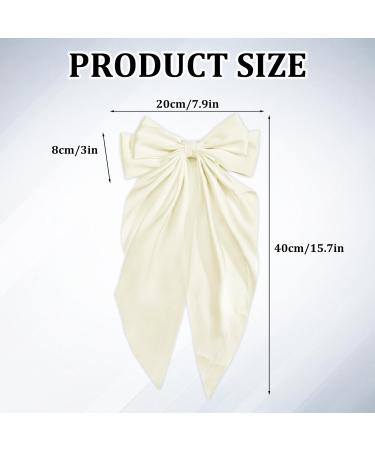 Hair Bow White Big Hair Bows for Women Solid Color Bow Hair Clips with Long Ribbon Soft Satin Silky Bow Hair Clip French Pink Hair Bows Cute Gifts for Women Girls (creamy-white) Off-White - Buy Online on GoSupps.com