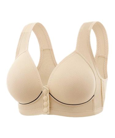 Shock Absorber Sport BH Bustier Women White Minimizer-Bra front closure Seamless Push up BH Reflection Hillless Sports Bras Thin Airy Tshirt BH Elegant Home Correct BH single-colored 44 Beige