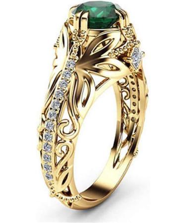 14k Gold Filled Emerald Diamond Ring for Women - Anniversary Engagement Wedding Gemstone Ring - Buy Online on GoSupps.com