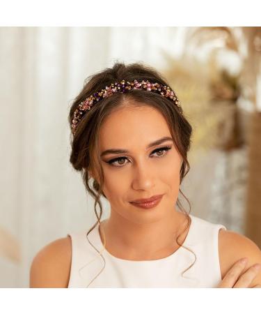 IYOU Vintage Rhinestone Headbands Gold Beads Hair Bands Prom Birthday Hair Accessories for Women - Buy Online on GoSupps.com