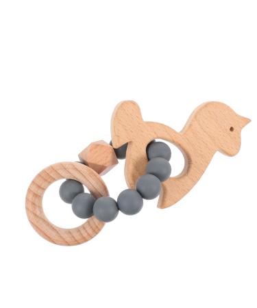 Healifty Chew Training Teether Silicone Rabbit Teething Pain Massage Relief Soother Toy Beech Baby Molar Infant Adorable Teeth Dark Blue 10x6.5x2cm