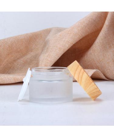 1PC 100ml/3.5oz Empty Frosted Glass Cream Jar with Wood Grain Lid Refillable Travel Makeup Cosmetic Face Lotion Cream Emulsion Container Bottle Storage Pot with Inner Linner - Buy Online on GoSupps.com