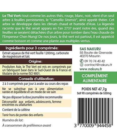 NAKURU | Green Tea | Boost Range | Made in France | The Elixir of Life! (90 Tablets of 530mg / Net Weight: 47.5g) - Buy Online on GoSupps.com
