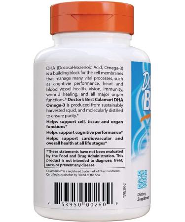 Buy Doctor's Best Calamari DHA 500 mg - 180 Softgels | Premium Omega-3 Support - Buy Online on GoSupps.com