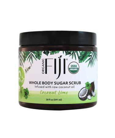 Organic Fiji Whole Body Scrub - Infused with Coconut Oil Exfoliating Sugar Scrub for Smooth and Soft Skin Exfoliates & Restores Skin's Natural Biosphere Coconut Lime 20 oz