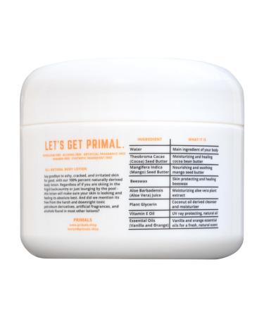 PRIMALS All Natural Body Lotion - Cocoa & Mango Butter | 100% Natural Alcohol-Free Paraben-Free - 8.45 oz - Buy Online on GoSupps.com