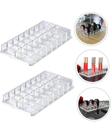STOBAZA 1pc 16 Storage Double-row Rack Lipstick Loose Makeup Display Acrylic Transparent Pressed Compact 22X12X2.5CM Transparent - Buy Online on GoSupps.com