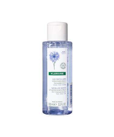 Klorane - Micellar Water With Organically Farmed Cornflower - Cleanser  Makeup Remover  & Toner - For Sensitive Skin - Free of Parabens  Fragrance  & Alcohol - Travel Size - 3.3 fl. oz