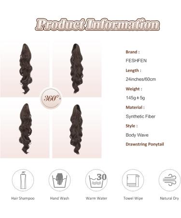 FESHFEN Curly Wavy Chestnut Brown Ponytail Extension - 60 cm - Buy Online on GoSupps.com