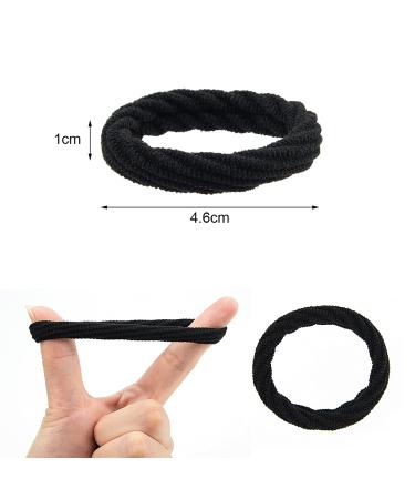 100 Pcs Black Seamless Cotton Hair Ties - Elastic Ponytail Holders & Soft Hair Bobbles for Women Girls & Children - Perfect Hair Accessories - Buy Online on GoSupps.com