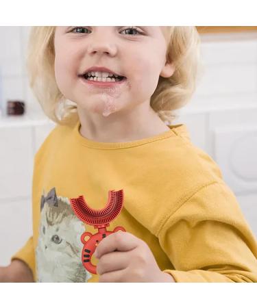 Neamou U-Shaped Toothbrush for Kids | Soft Silicone Tiger Design | Extra Soft Training Manual Toothbrush - Red 1 Pack - Buy Online on GoSupps.com