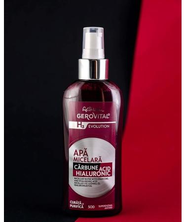 Gerovital EVOLUTION Micellar Water with Hyaluronic Acid & Charcoal | Hydrating Cleanser & Makeup Remover for All Skin Types - 150 ml - Buy Online on GoSupps.com